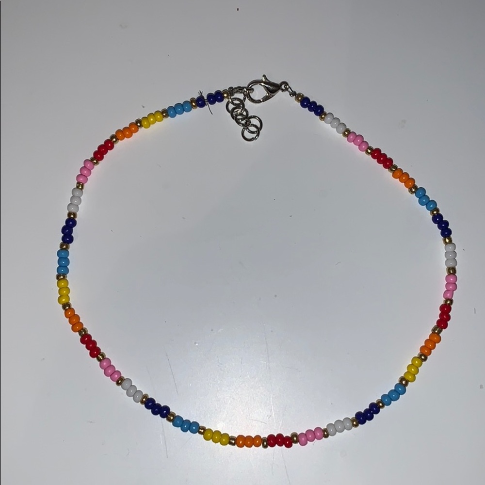 cute beaded choker, 12” + 1” adjustable rings